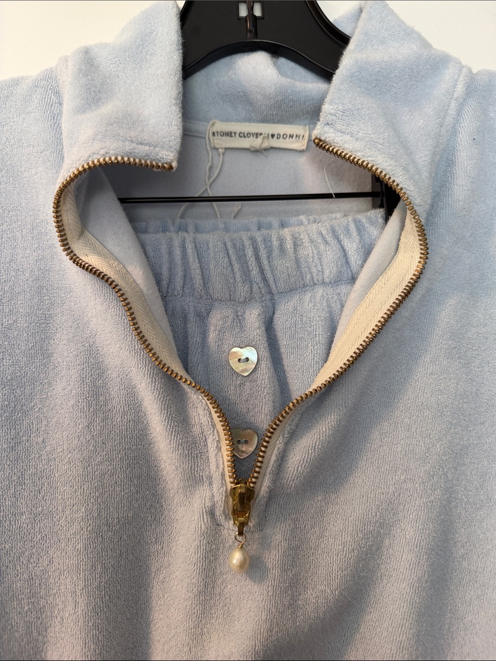 Stoney clover and Donni collab. Light Blue Women's Quarter-Zip Pullover Sweater - Picture 2 of 2